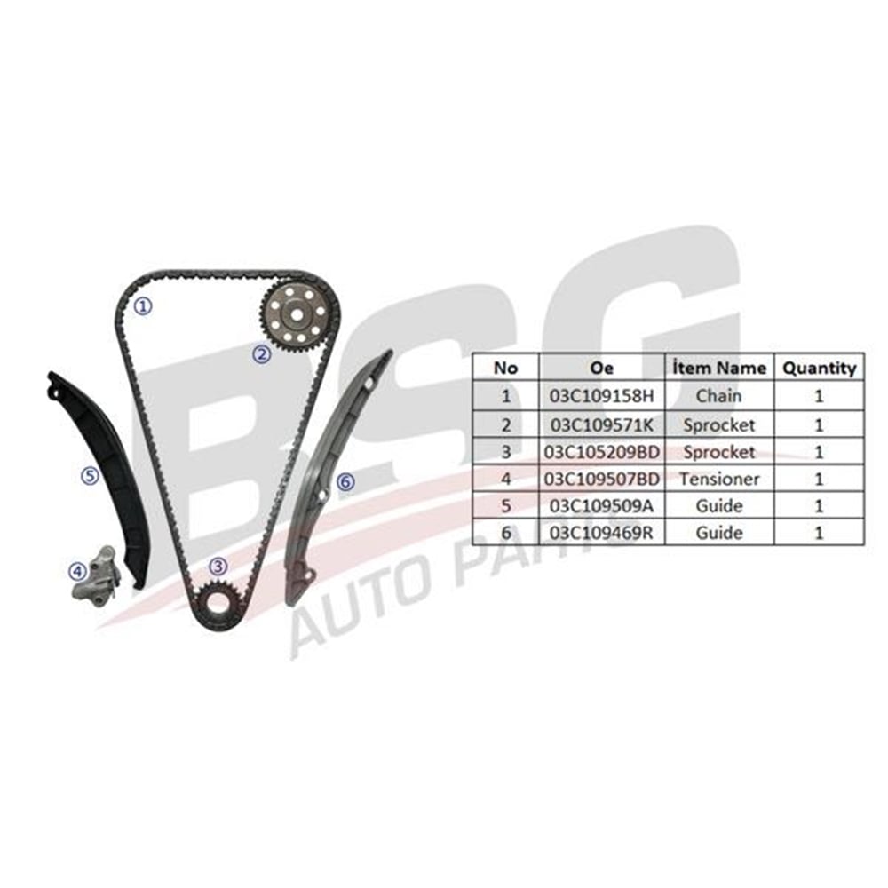BSG 90-102-009 - Eksantrik Zincir Seti - Vw Golf5-golf6-jetta-a3-leon