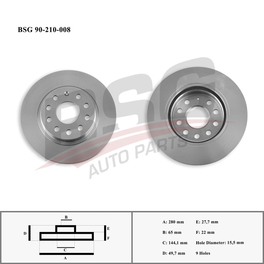 BSG 90-210-008 - Fren Diski Ön - Vw Golf5-golf6-jetta-a3-leon