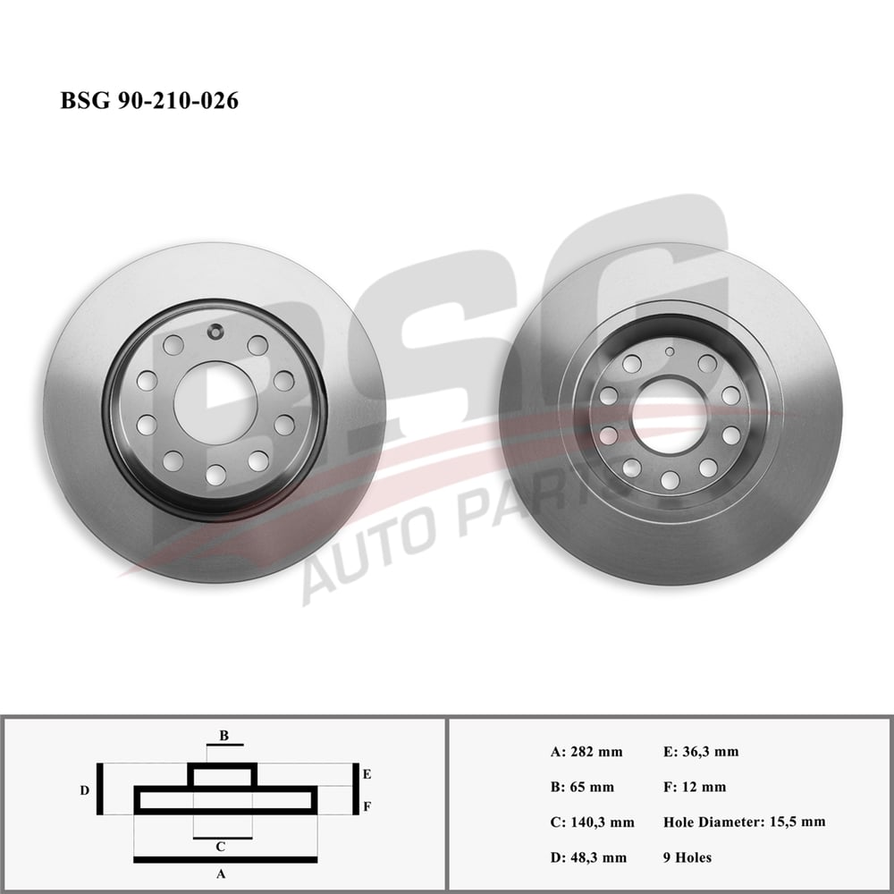 BSG 90-210-026 - Fren Diski Arka - Vw Golf5-golf6-jetta-passat-a3-leon