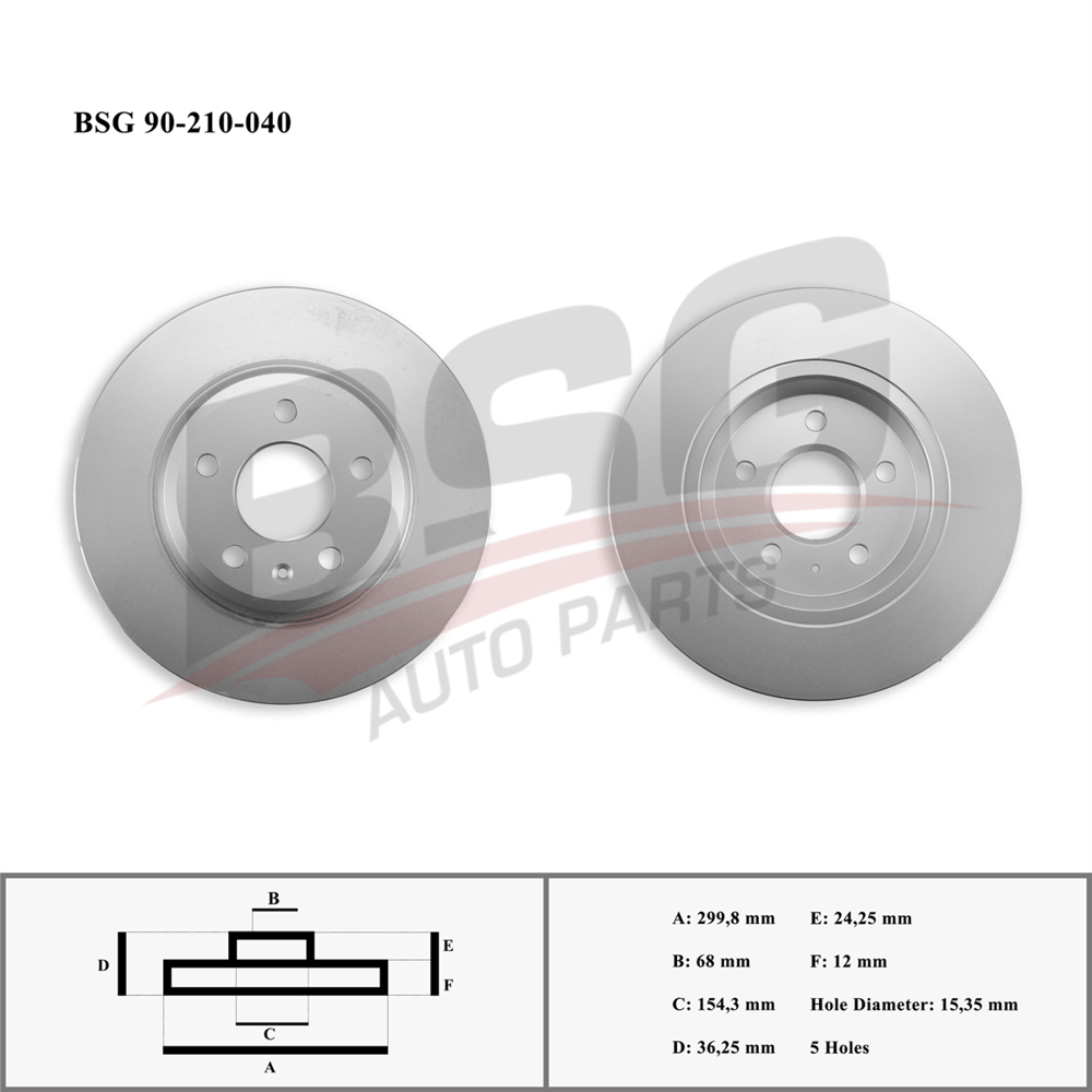 BSG 90-210-040 - Fren Diski Arka - Vw A4-a5-a6-a7-q5