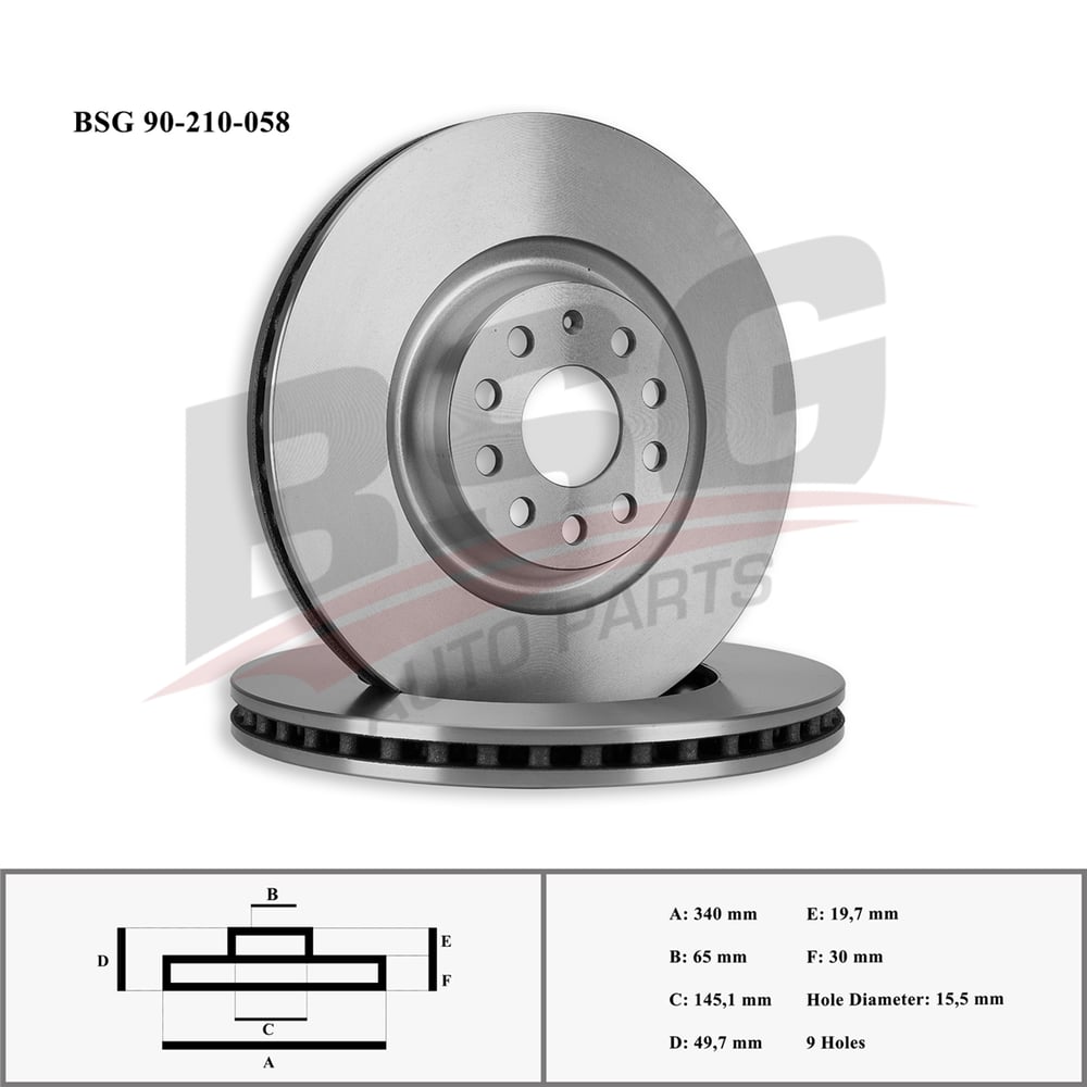 BSG 90-210-058 - Fren Diski Ön - Vw Golf7-passat-arteon-a3