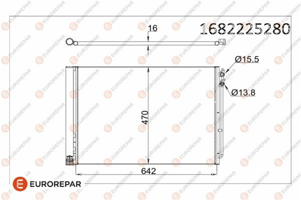 EUROREPAR 1682225280 - Klima Radyatörü - Bmw F06-f07-f10-f10 Lci-f11-f11 Lci-f18-f18 Lci-f12-f13-f01-f02