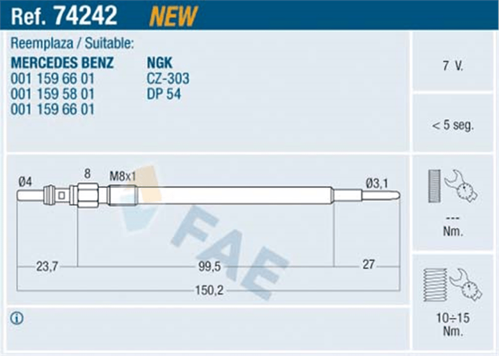 FAE 74242 - Kizdirma Bujisi - Mercedes W204-212-164-246-221