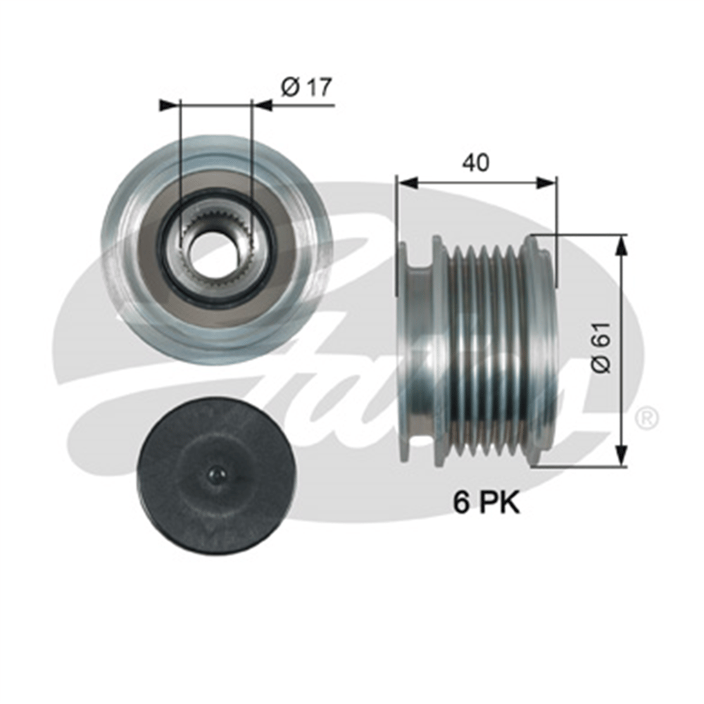 GATES OAP7013 - Alternatör Kasnagi - Vw T5-caddy-polo-golf-crafter-a3-a4-leon
