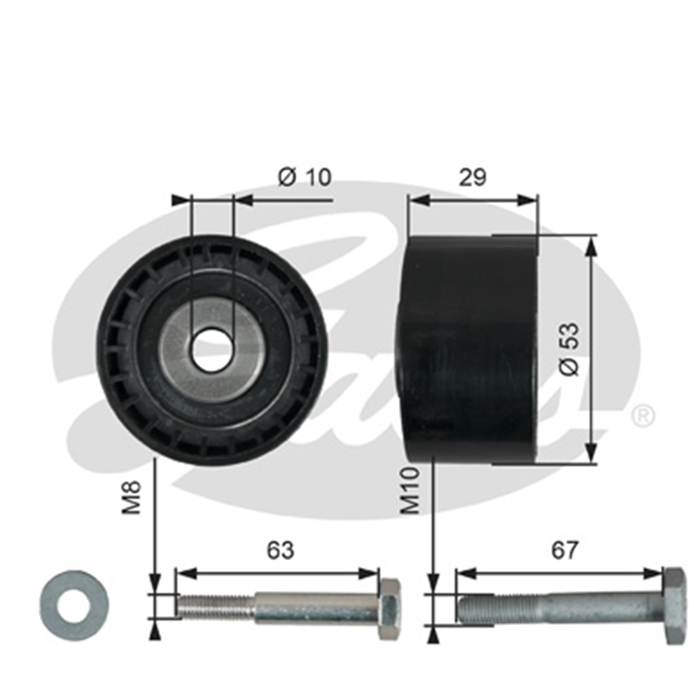 GATES T42140 - Eksantrik Gergi Rulmani - Fiat Doblo/linea/bravo/fiat 500/giulietta/combo D