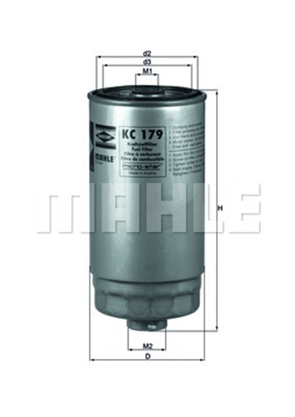 MAHLE KC179 - Yakit Filtresi - Kore Sorento/h1/starex/boxer/jumper/ducato/multipla