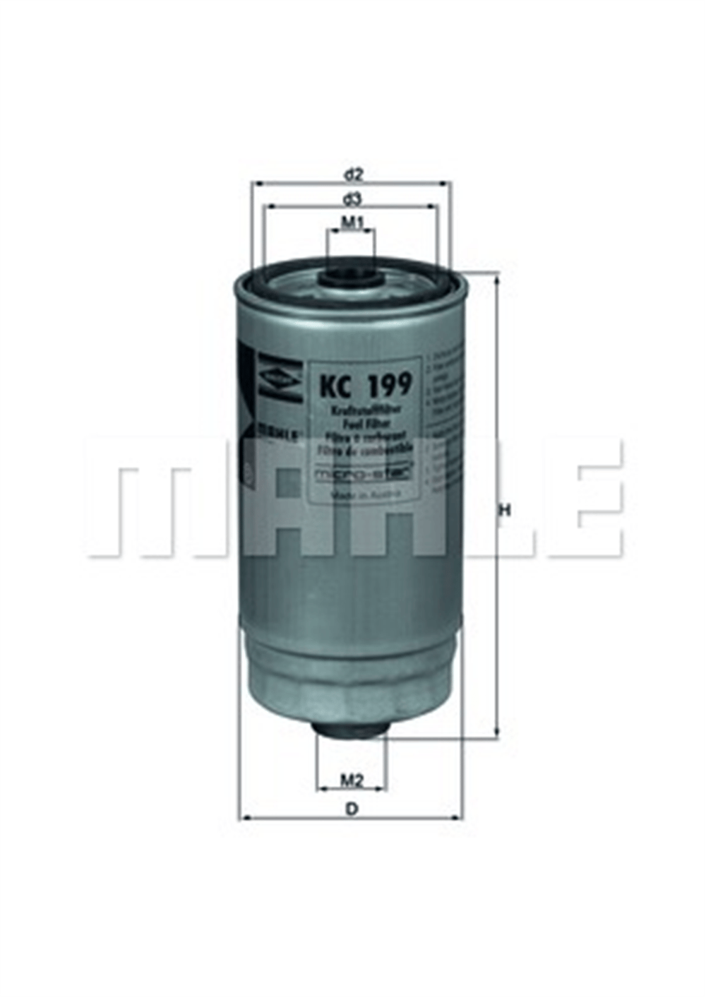 MAHLE KC199 - Yakit Filtresi - Kore Starex/accent Adm/getz/matrix/santafe//rio/magentis/trafic/boxer/palio/ducato