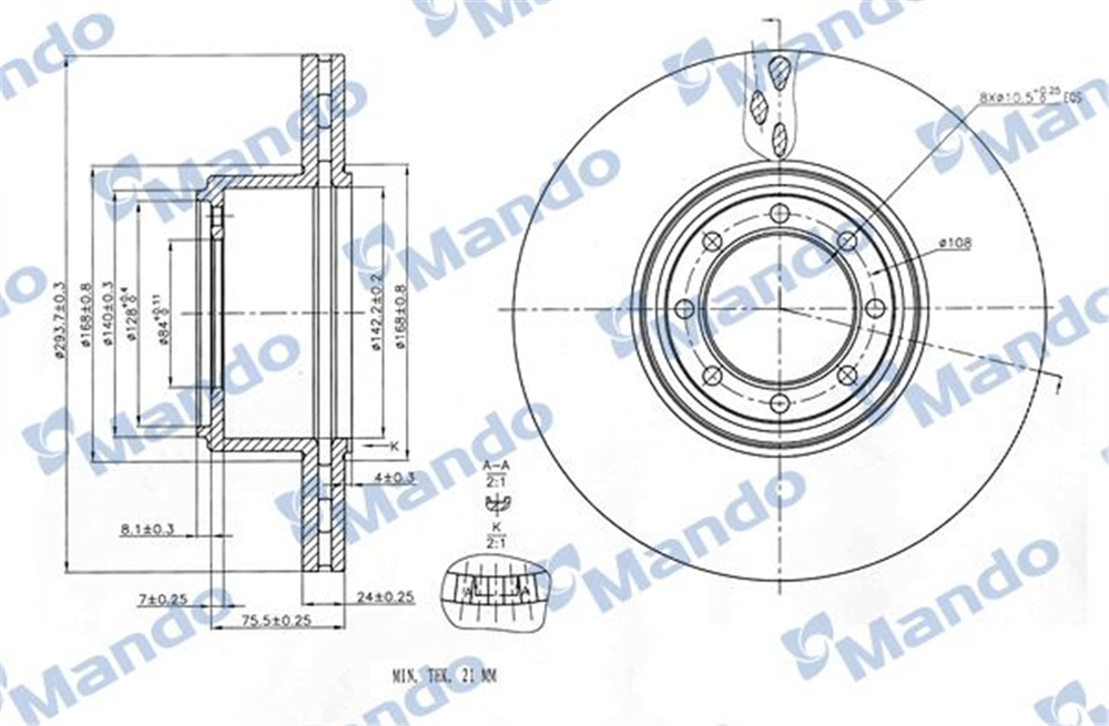 MANDO MBC035392 - Fren Diski Arka - Fiat Daily Iii Iv