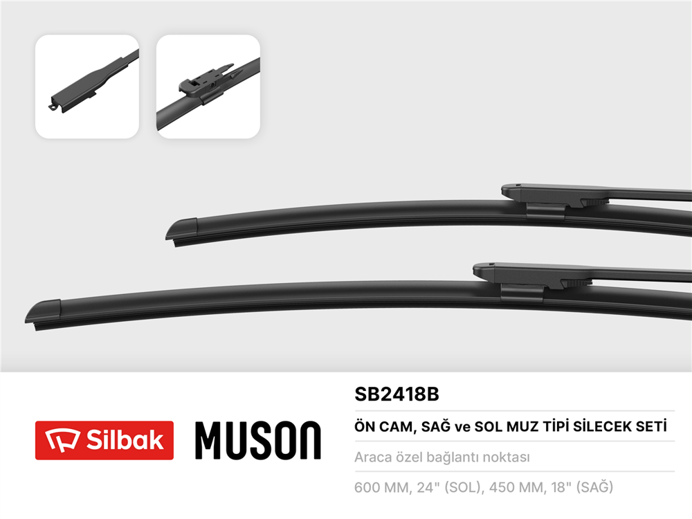 SILBAK SB2418B - Silecek Süpürgesi Ön Takim - Bmw 4f32-f33-f36 Gran Coupe-f82 M4-f83 M4