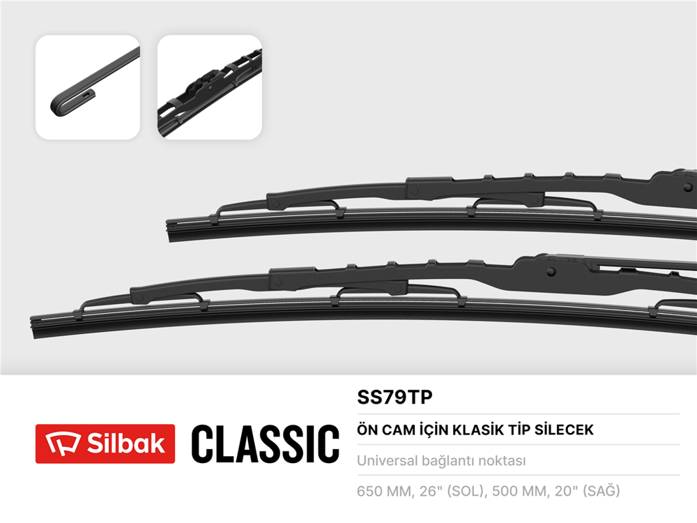 SILBAK SS79TP - Silecek Süpürgesi Ön Takim - Kore H-1/starex