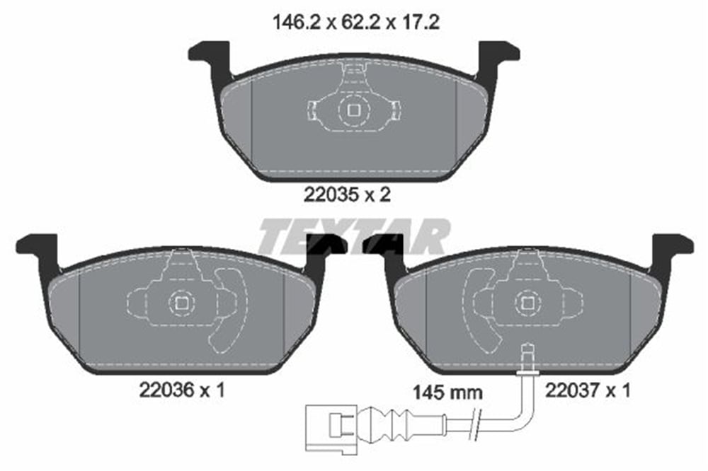 TEXTAR 2203501 - Fren Balatasi Ön - Vw Golf7-a3-leon-octavia