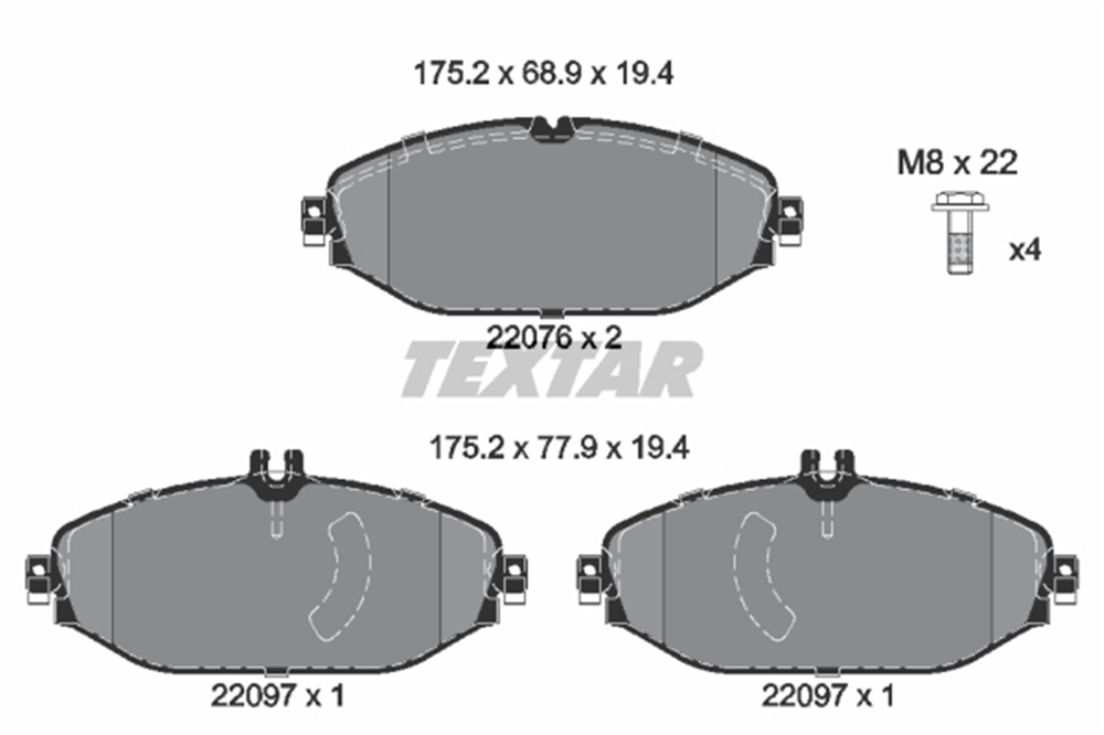 TEXTAR 2207601 - Fren Balatasi Ön - Mercedes 205-253-213-238