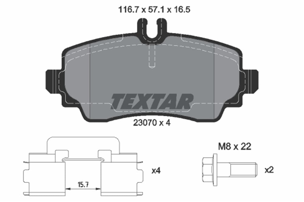 TEXTAR 2307003 - Fren Balatasi Ön - Mercedes W168-414
