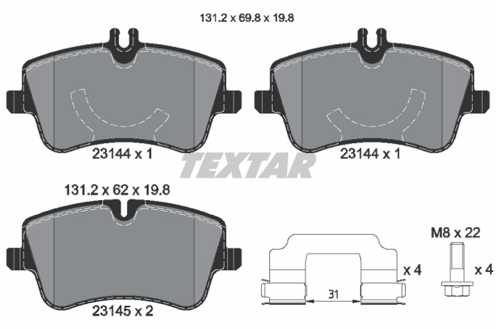 TEXTAR 2314401 - Fren Balatasi Ön - Mercedes W203-209-171