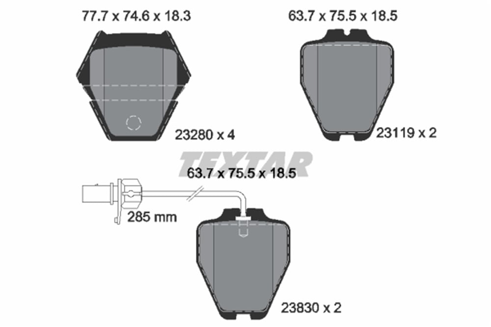 TEXTAR 2328001 - Fren Balatasi Ön - Vw A8