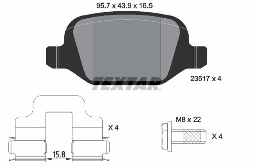 TEXTAR 2351703 - Fren Balatasi Arka - Fiat Linea