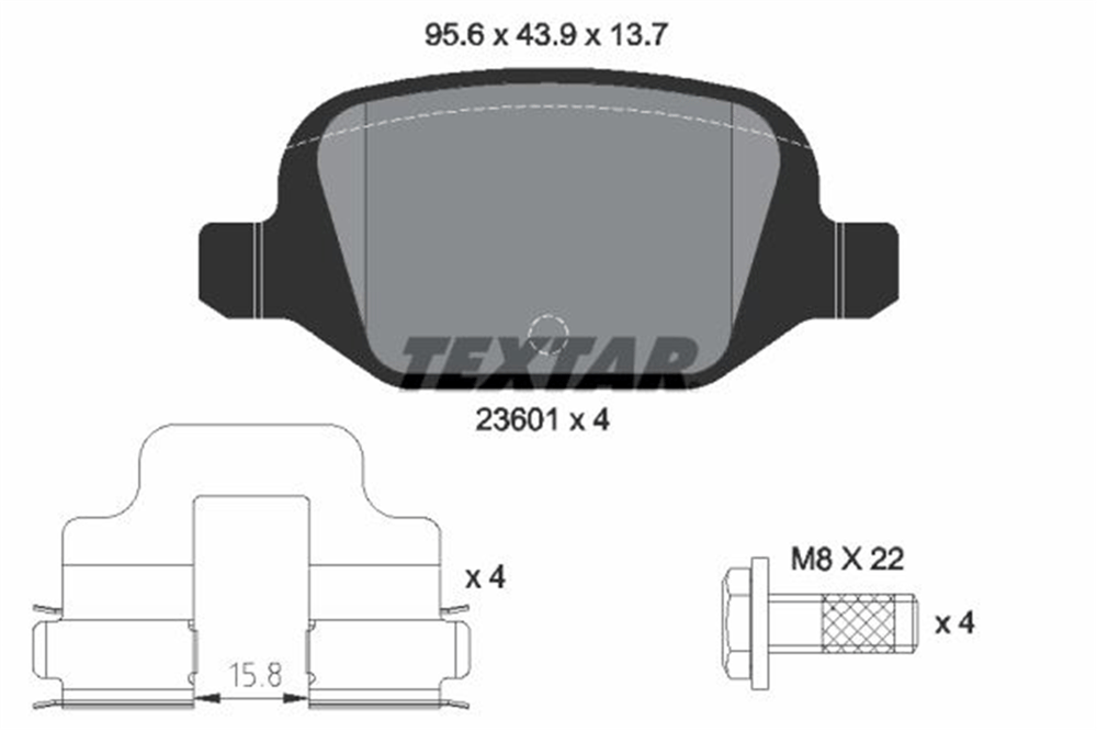 TEXTAR 2360102 - Fren Balatasi Arka - Fiat Fiat 500/panda/punto