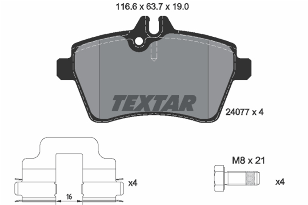 TEXTAR 2407701 - Fren Balatasi Ön - Mercedes W169-245
