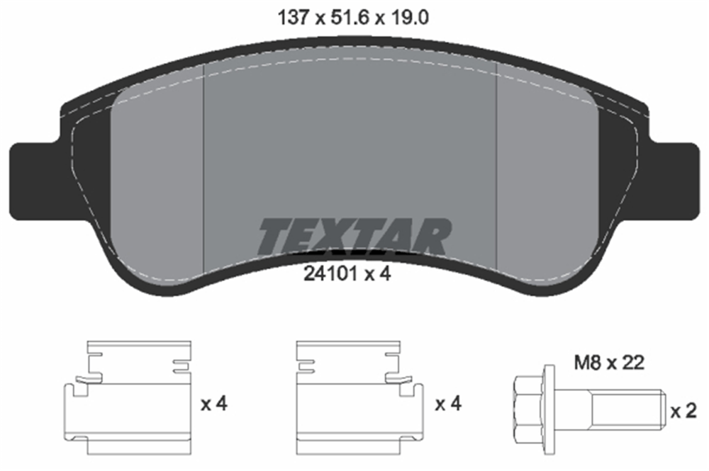 TEXTAR 2410101 - Fren Balatasi Ön - Psa Partner / Berlingo/c4/307/301/ Boxer Iii
