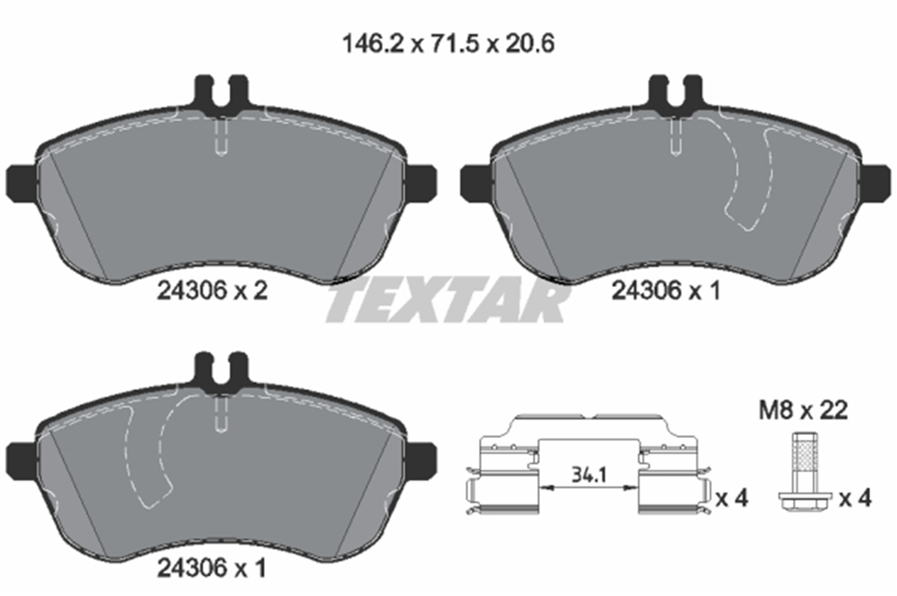 TEXTAR 2430601 - Fren Balatasi Ön - Mercedes W204-212-207