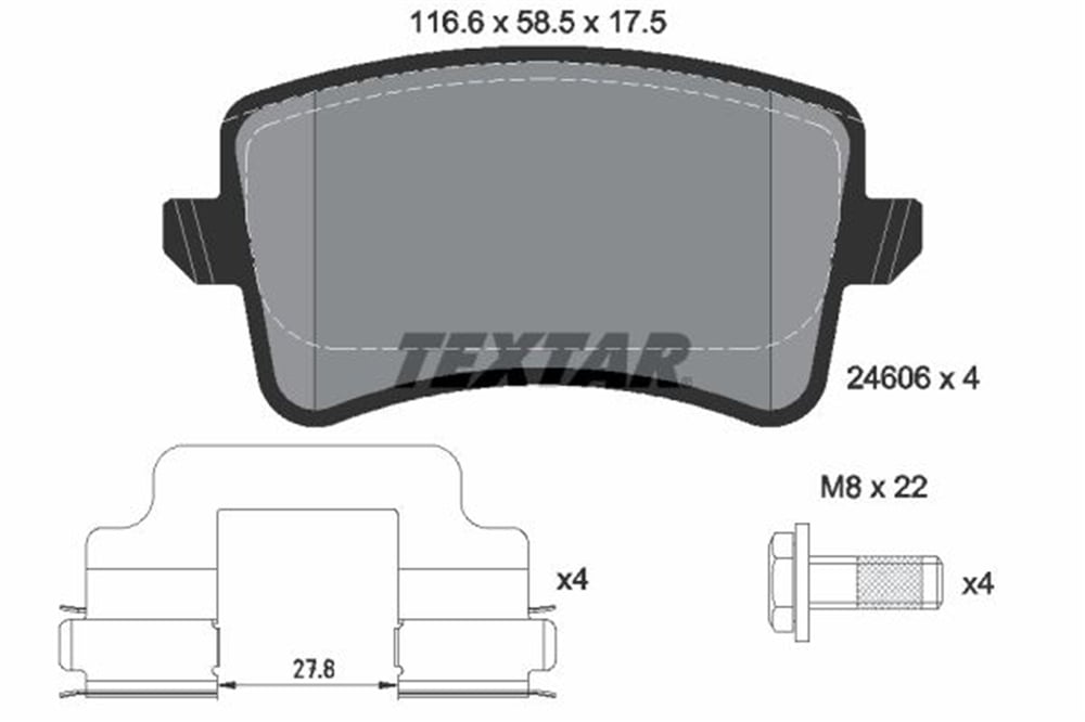 TEXTAR 2460601 - Fren Balatasi Arka - Vw A4-a5-q5