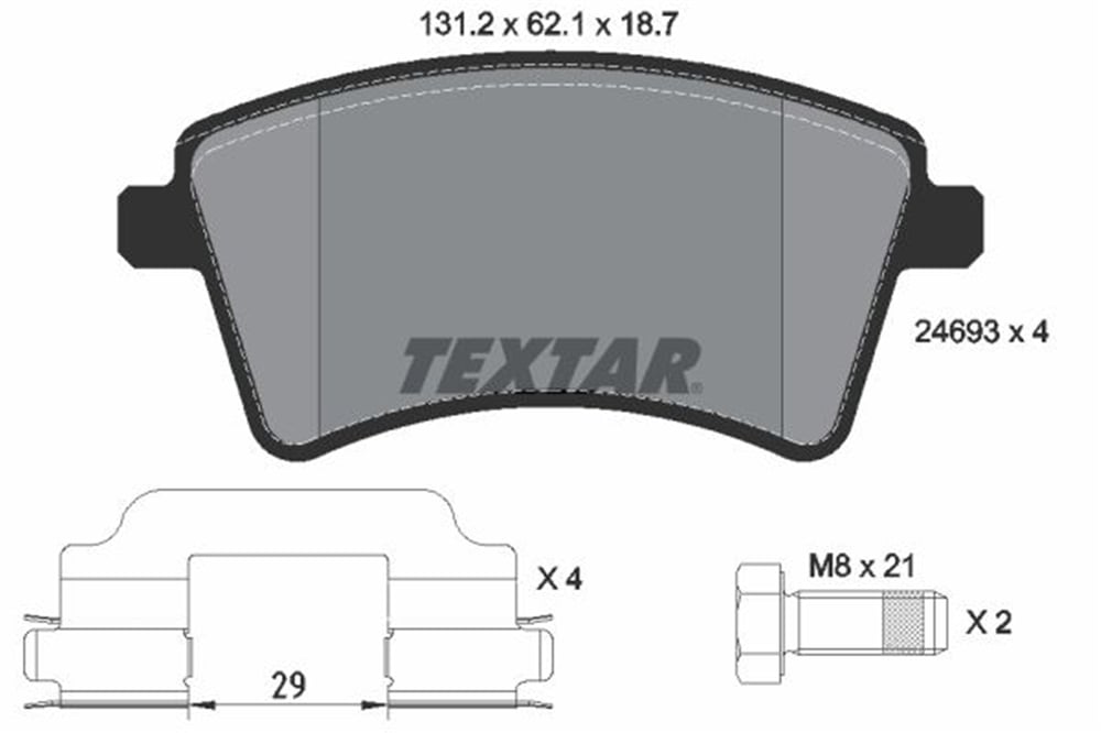 TEXTAR 2469301 - Fren Balatasi Ön - Renault Kangoo Iii/mercedes-benz/jitan
