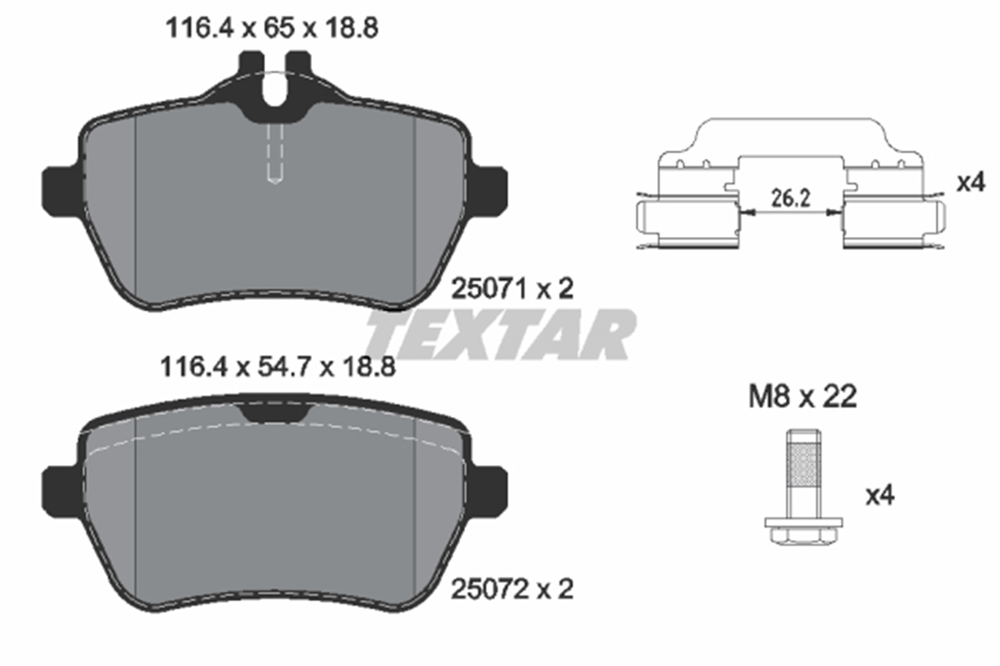 TEXTAR 2507101 - Fren Balatasi Arka - Mercedes Sl R231