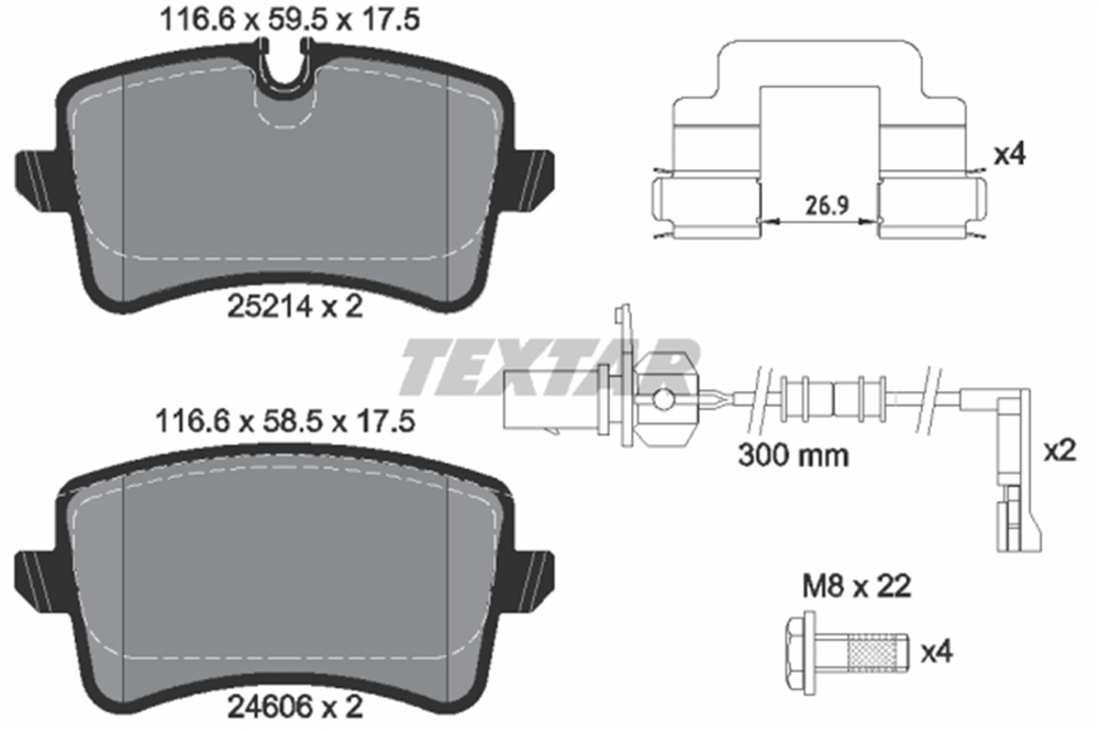 TEXTAR 2521401 - Fren Balatasi Arka - Vw A6-a7-a8