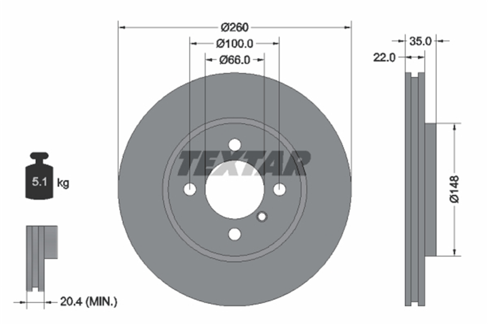 TEXTAR 92026503 - Fren Diski Ön - Bmw E30