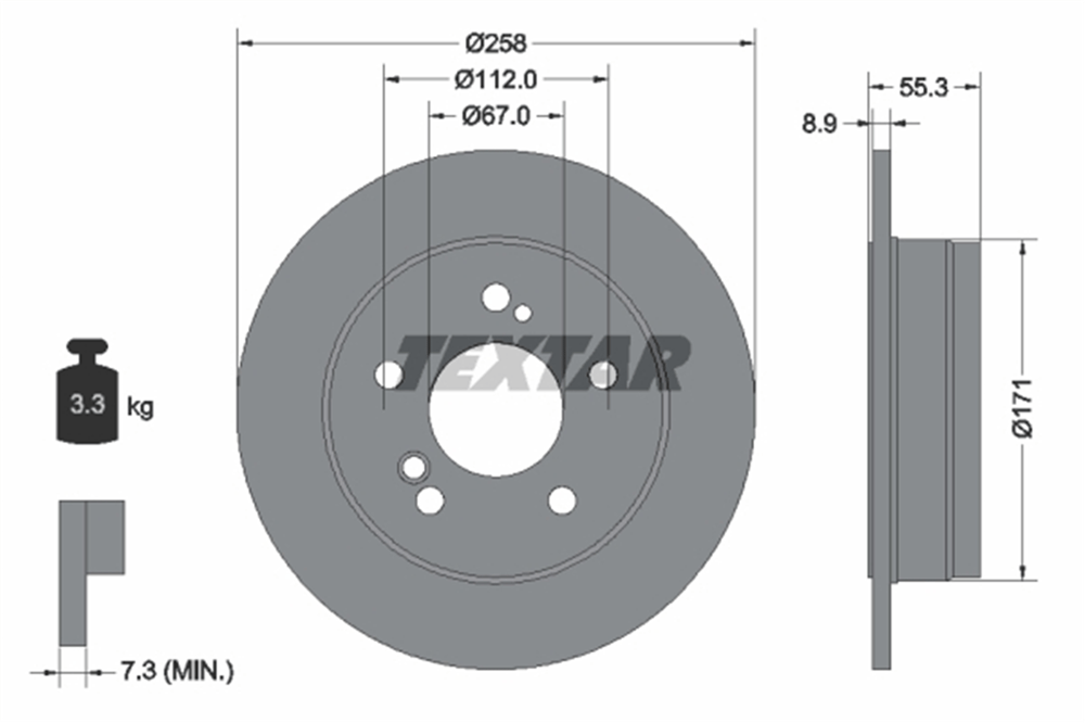 TEXTAR 92032003 - Fren Diski Arka - Mercedes W124-201