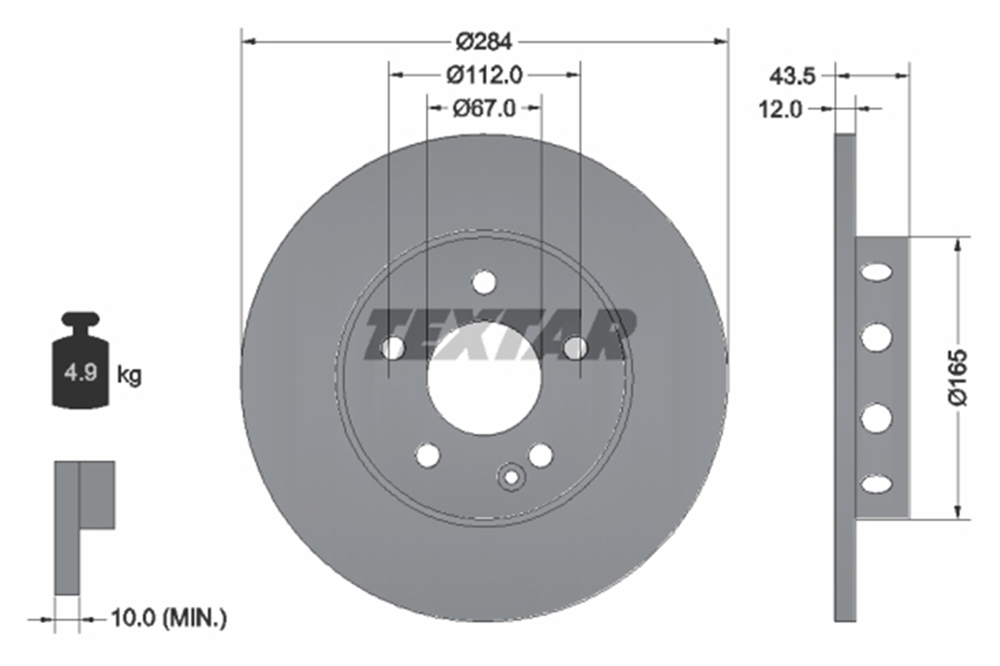 TEXTAR 92059303 - Fren Diski Ön - Mercedes W202