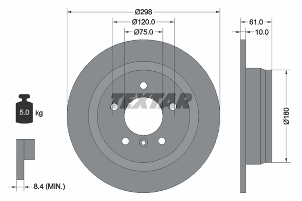 TEXTAR 92076603 - Fren Diski Arka - Bmw E39