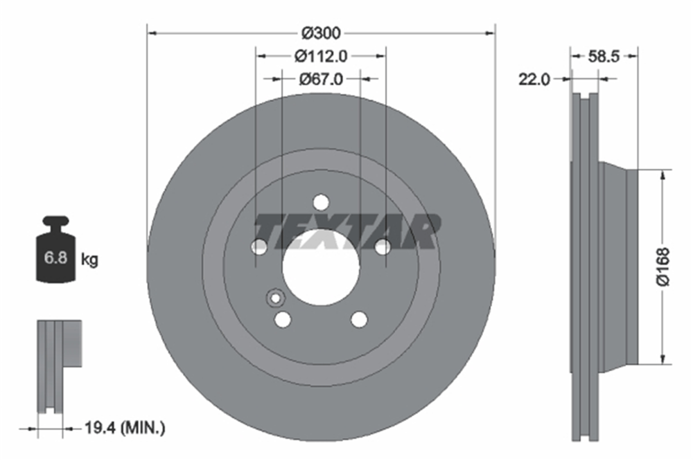 TEXTAR 92099503 - Fren Diski Arka - Mercedes W215-220