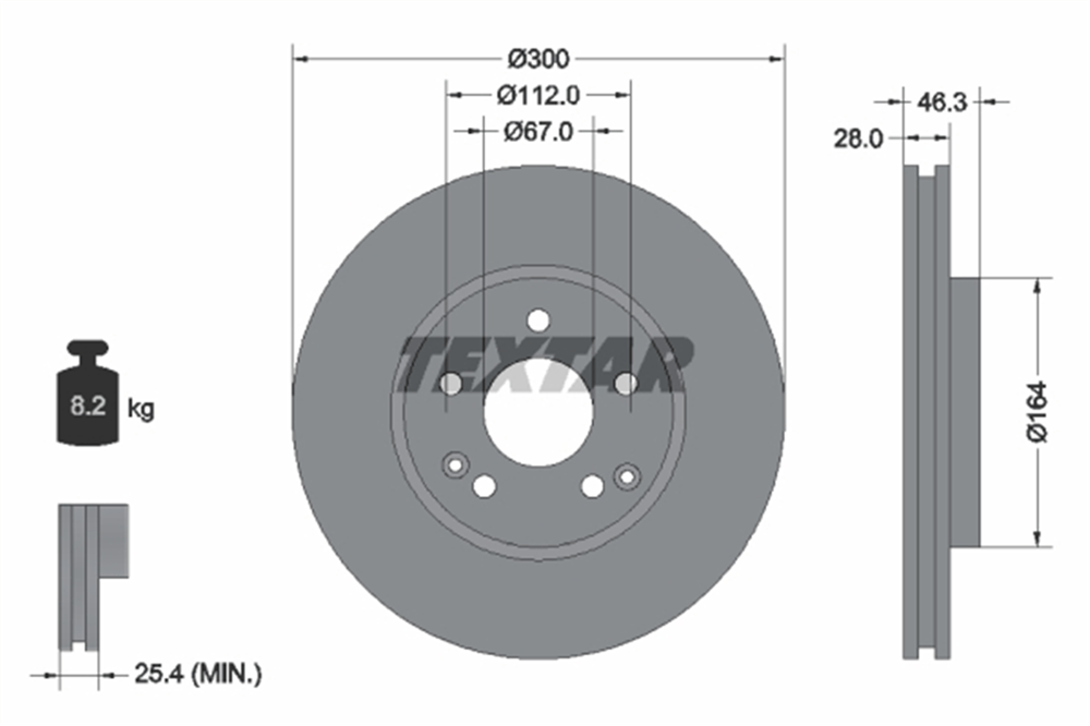 TEXTAR 92106005 - Fren Diski Ön - Mercedes W203-209-171