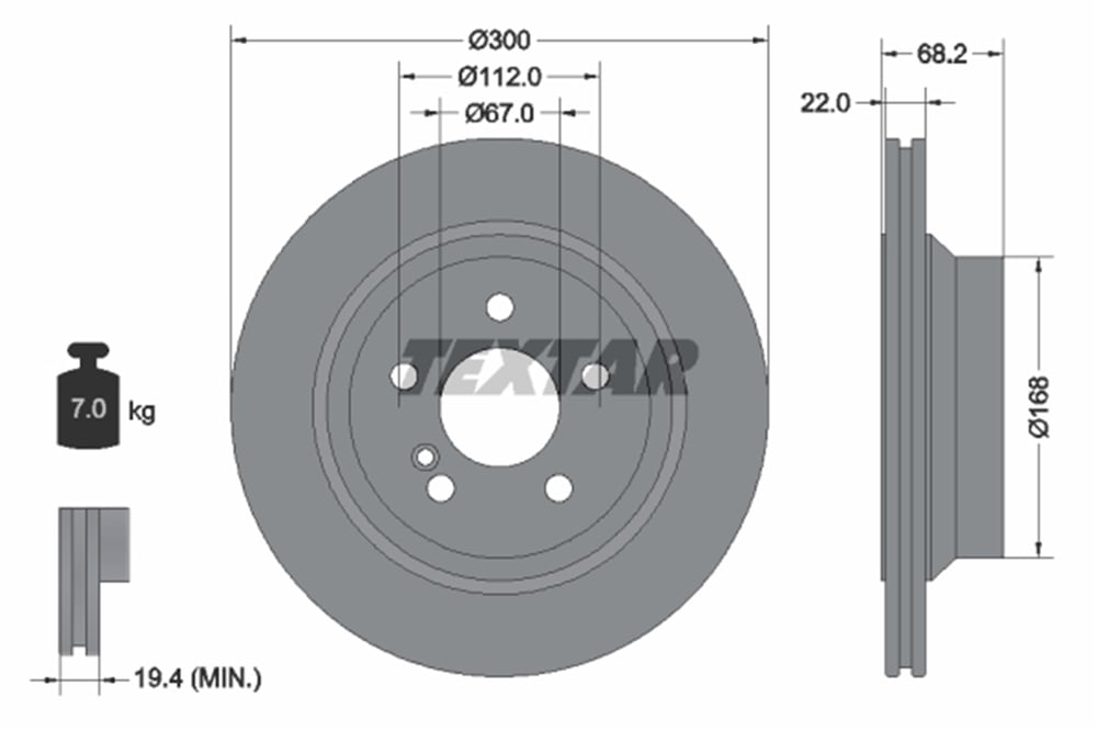 TEXTAR 92115505 - Fren Diski Arka - Mercedes W204-211-219-212