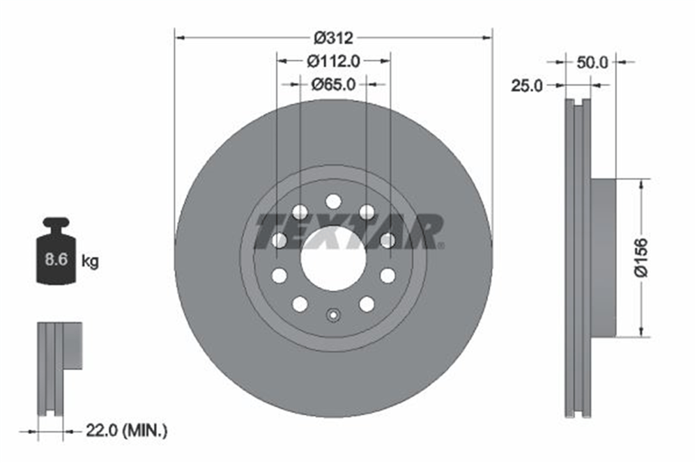 TEXTAR 92120505 - Fren Diski Ön - Vw Passat-golf5-golf6-golf7-caddy-a3-leon