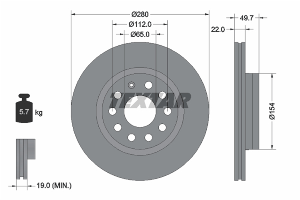 TEXTAR 92120705 - Fren Diski Ön - Vw Golf5-golf6-jetta-a3-leon