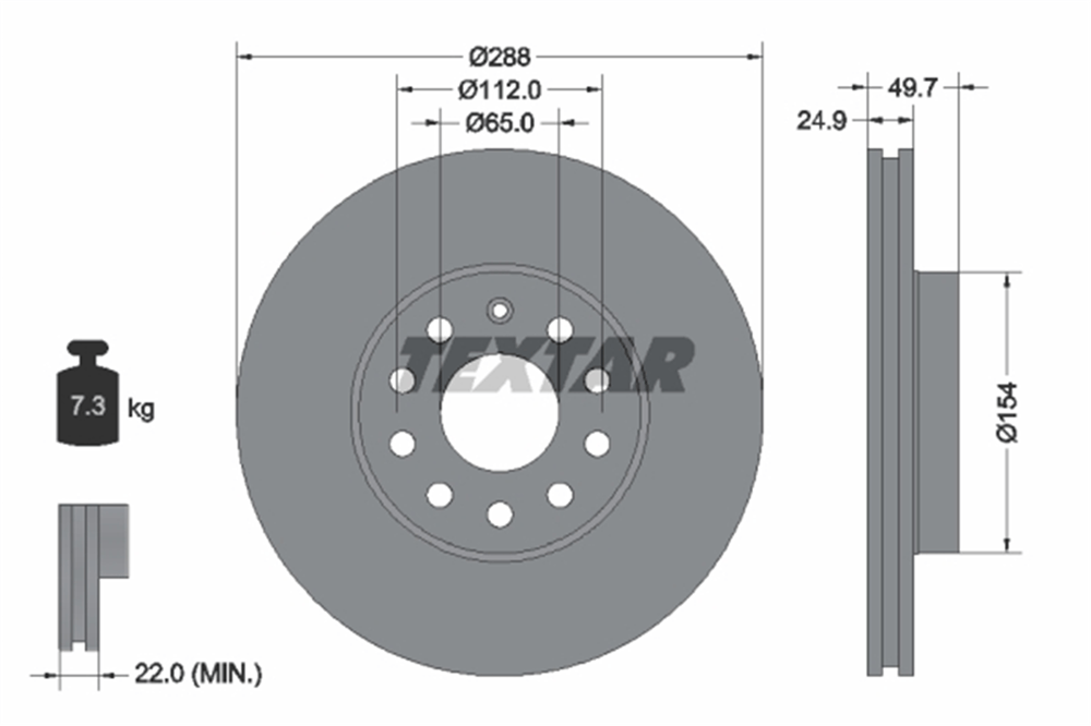TEXTAR 92120805 - Fren Diski Ön - Vw Caddy-passat-golf7