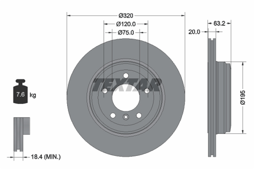 TEXTAR 92122703 - Fren Diski Arka - Bmw E60-e61-e63-e64
