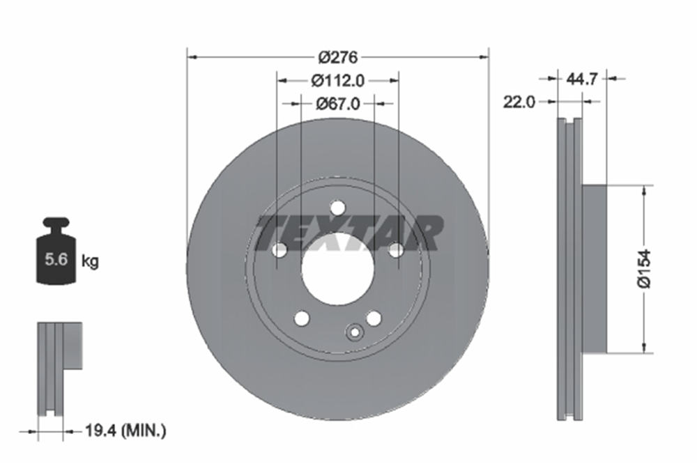 TEXTAR 92131903 - Fren Diski Ön - Mercedes W169-245