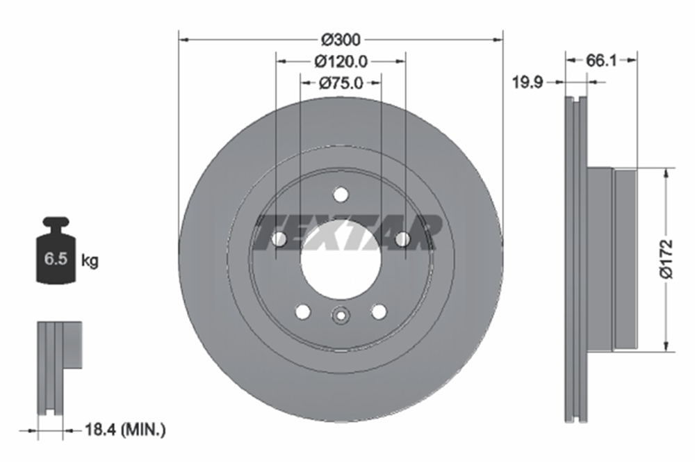 TEXTAR 92133003 - Fren Diski Arka - Bmw E81-e87-e90-e91-e92-e93
