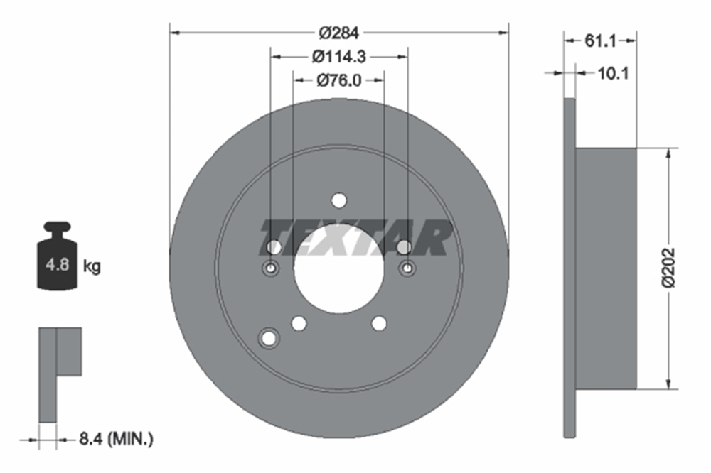 TEXTAR 92134003 - Fren Diski Arka - Kore Ix35/tucson/santafe/magentis/sportage 04-