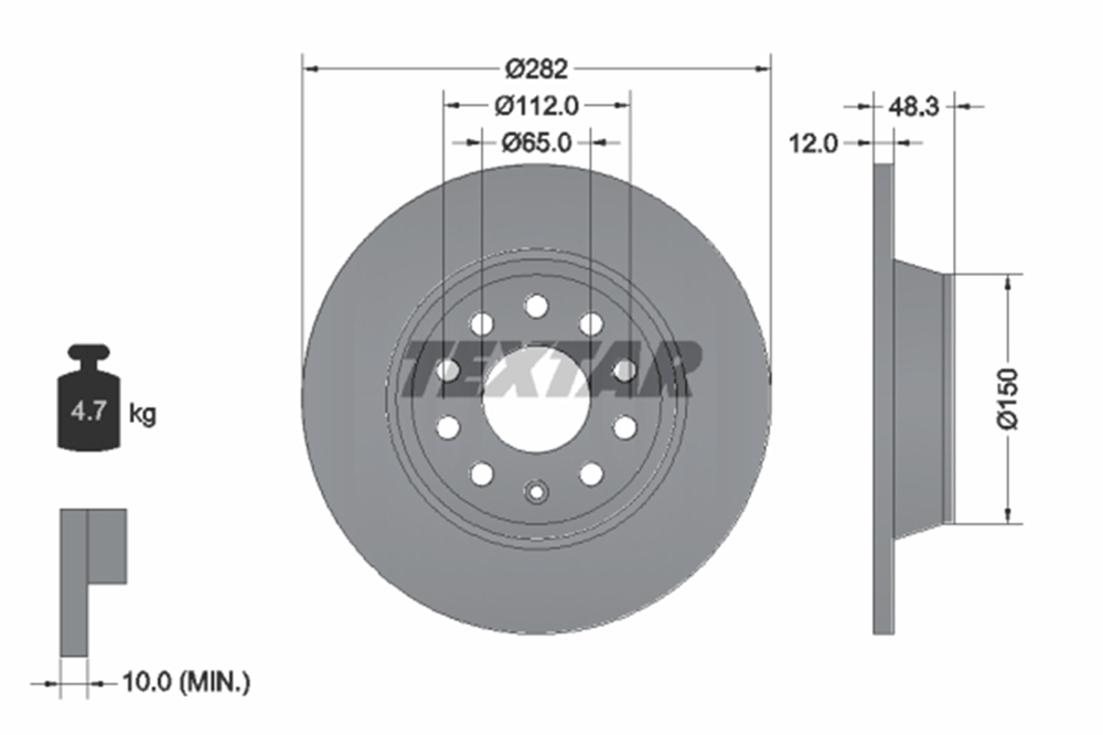 TEXTAR 92140803 - Fren Diski Arka - Vw Golf5-golf6-jetta-passat-a3-leon