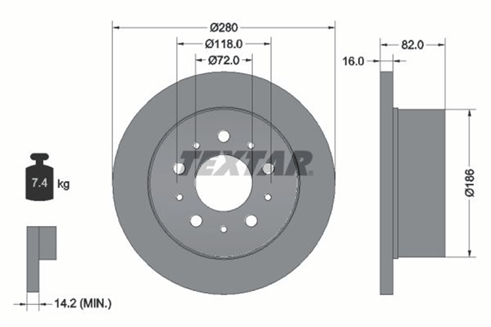 TEXTAR 92157403 - Fren Diski Arka - Fiat Ducato Iii - Boxer Iii- Jumper Iiii