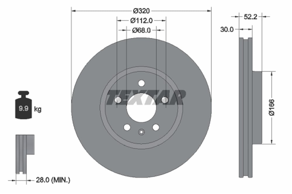 TEXTAR 92160005 - Fren Diski Ön - Vw A4-a5-q5