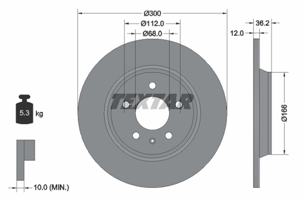 TEXTAR 92160103 - Fren Diski Arka - Vw A4-a5-a6-a7-q5