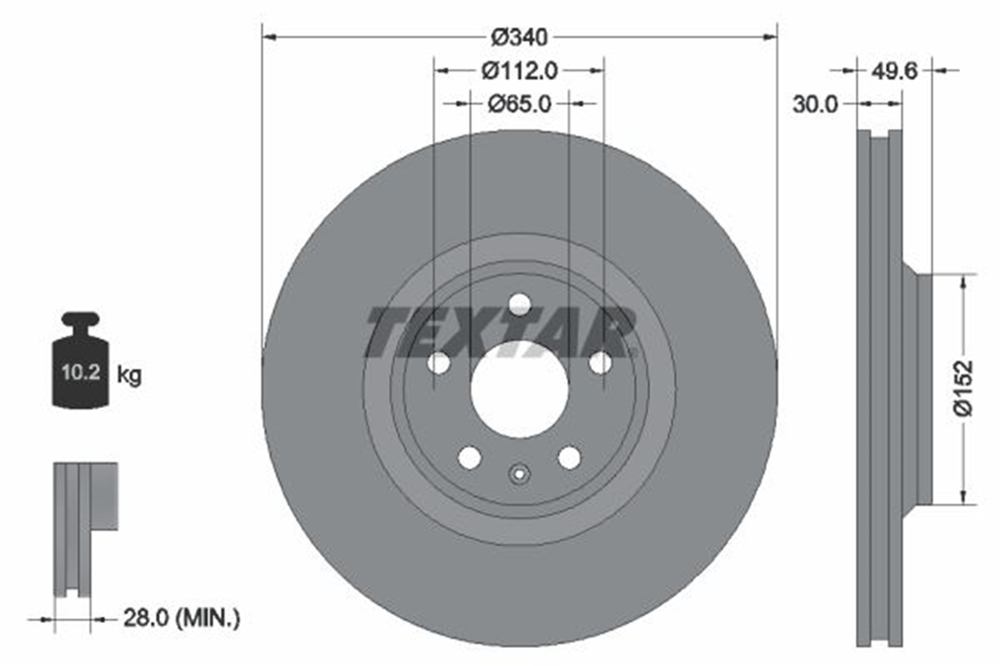 TEXTAR 92160505 - Fren Diski Ön - Vw Audi Tt