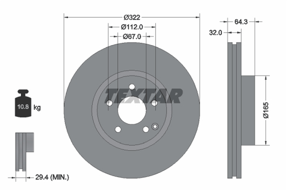 TEXTAR 92163503 - Fren Diski Ön - Mercedes W204-212-207