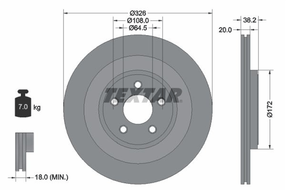 TEXTAR 92178005 - Fren Diski Arka - Volvo Jaguar S-type Ii (x200)