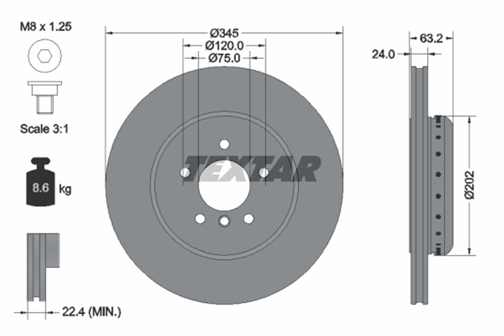 TEXTAR 92182525 - Fren Diski Arka - Bmw E60-61-63-64